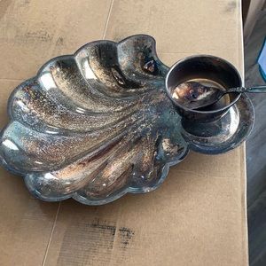 Silver plated shellfish plate